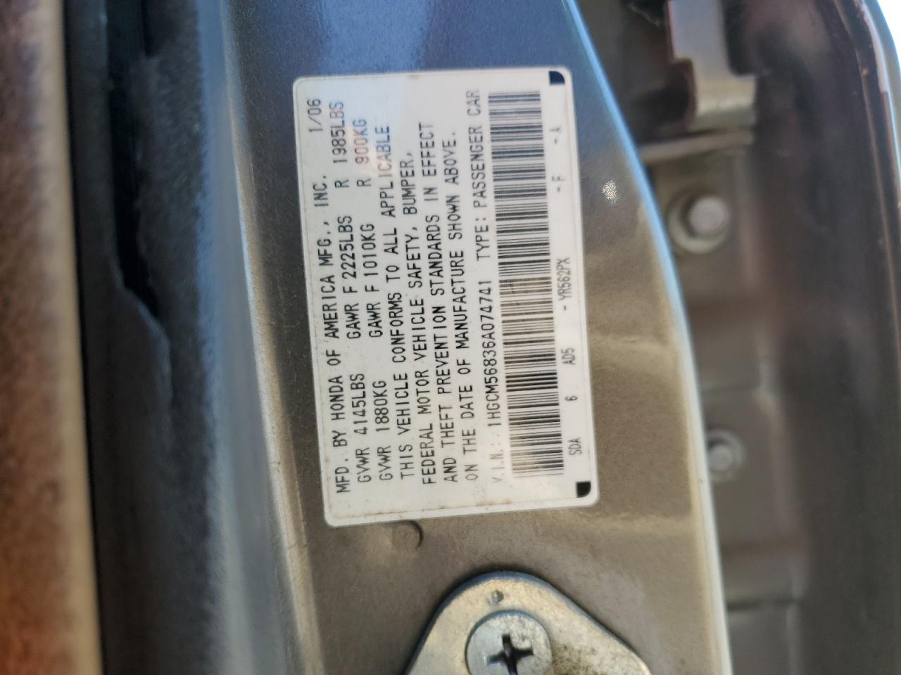 2006 Honda Accord Ex VIN: 1HGCM56836A074741 Lot: 57953955