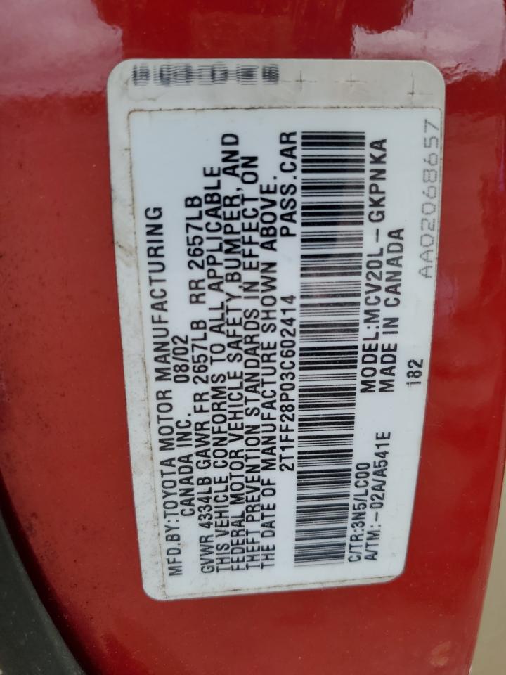 2t1ff28p03c602414 2T1FF28P03C602414 2003 Toyota Camry Solara Se