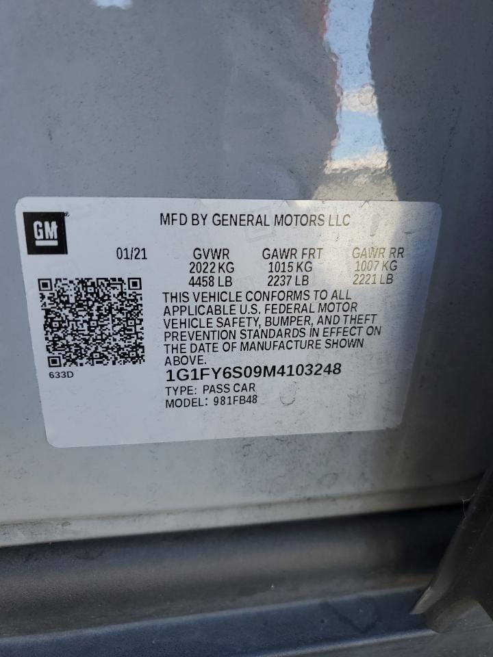 2021 Chevrolet Bolt Ev Lt VIN: 1G1FY6S09M4103248 Lot: 56742305