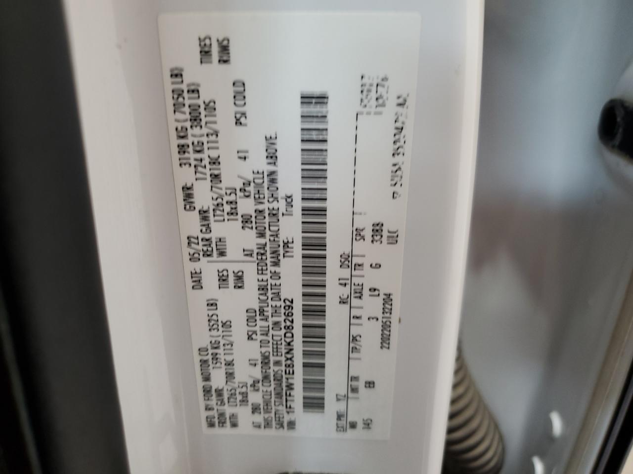 2022 Ford F150 Supercrew VIN: 1FTFW1E8XNK82692 Lot: 56359235