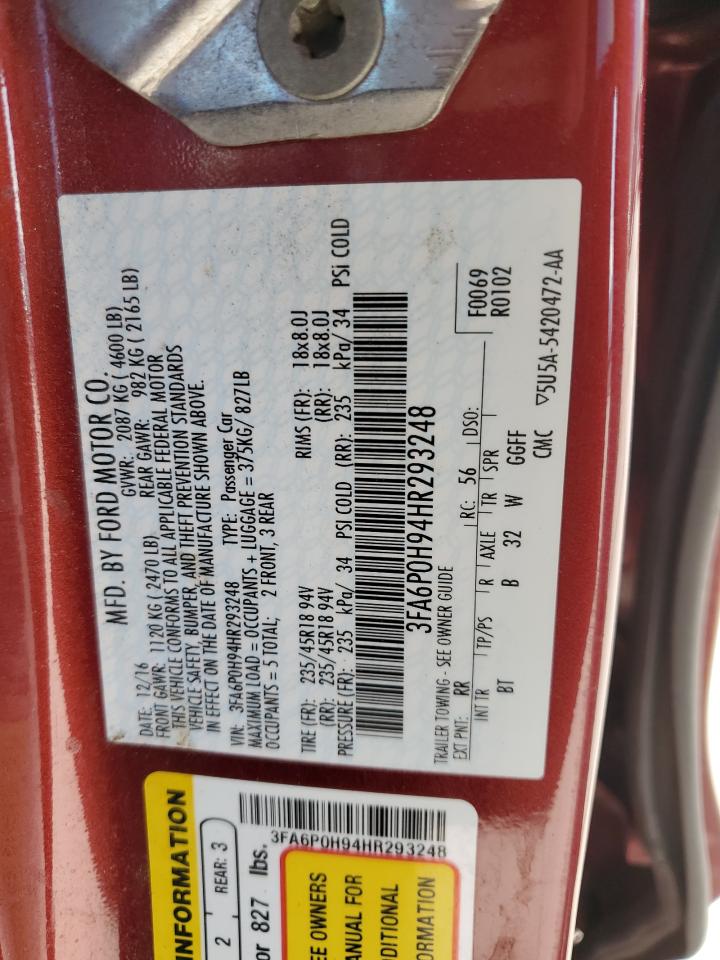 3FA6P0H94HR293248 FORD FUSION 2017