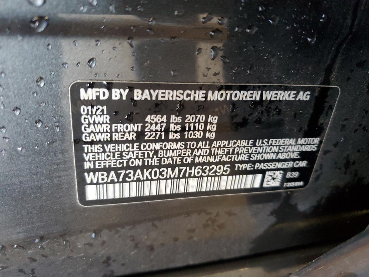 2021 BMW 228Xi VIN: WBA73AK03M7H63295 Lot: 56392585