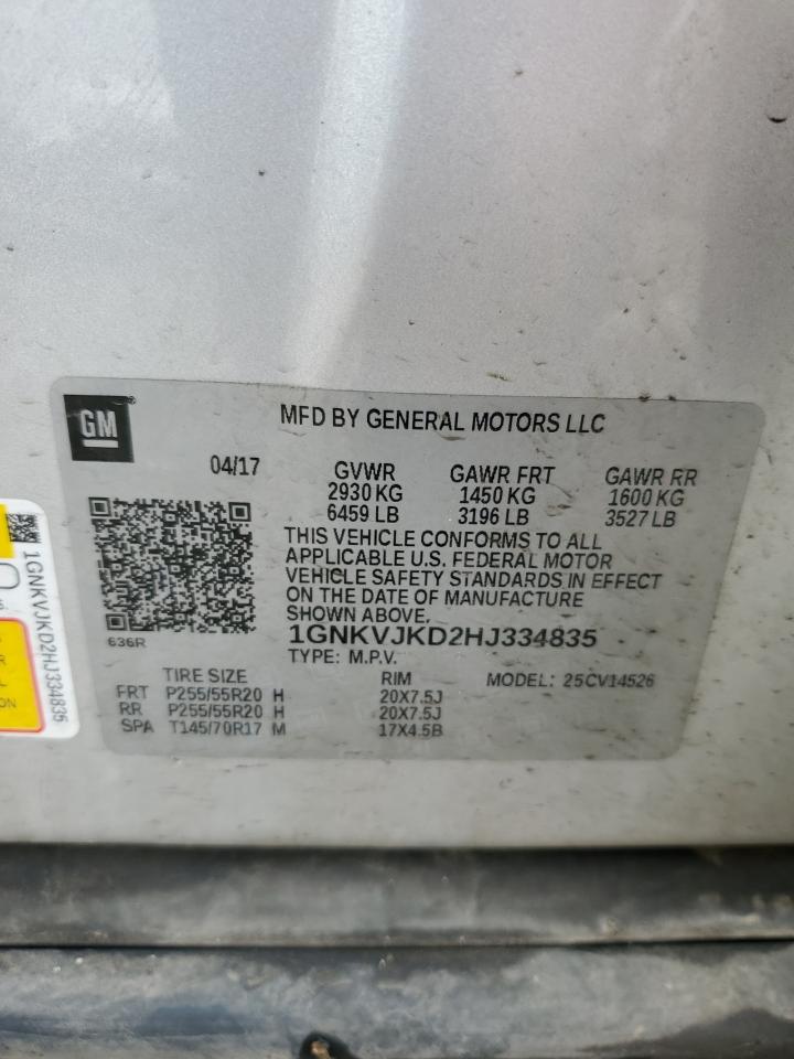 1GNKVJKD2HJ334835 CHEVROLET TRAVERSE 2017