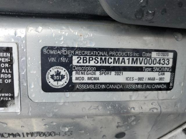 2021 SKIDOO RENEGADE  