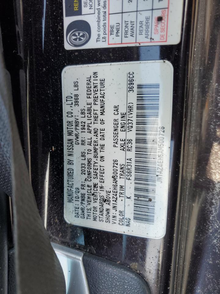 2010 Nissan 370Z VIN: JN1AZ4EH6AM500726 Lot: 56219125