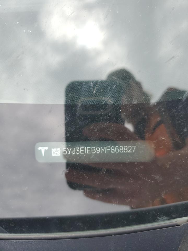 2021 Tesla Model 3 VIN: 5YJ3E1EB9MF868827 Lot: 57669775