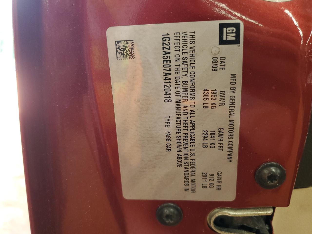 2010 Pontiac G6 VIN: 1G2ZA5E07A4120418 Lot: 57038735