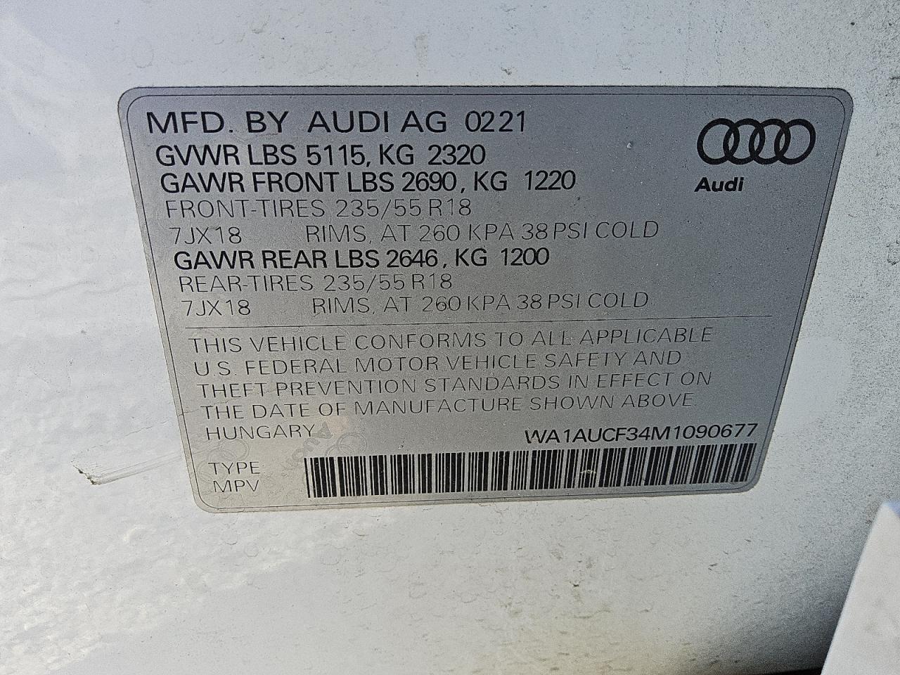 2021 Audi Q3 Premium 40 VIN: WA1AUCF34M1090677 Lot: 56111815