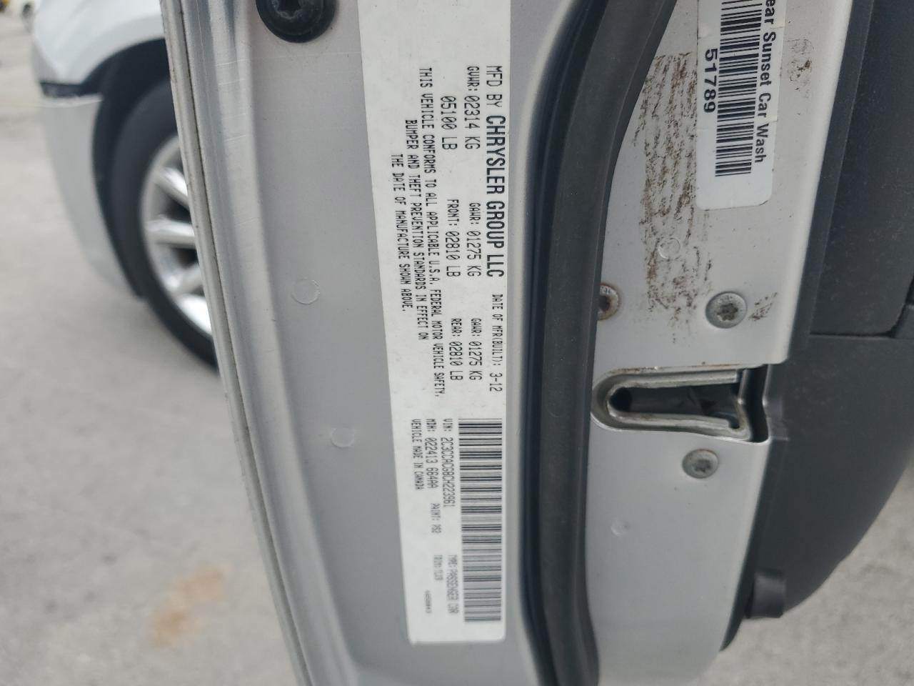 2012 Chrysler 300 Limited VIN: 2C3CCACG8CH223961 Lot: 58721885