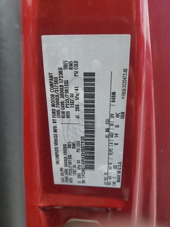 1999 Ford Econoline E150 Van VIN: 1FDRE14W6XHB87930 Lot: 56466655