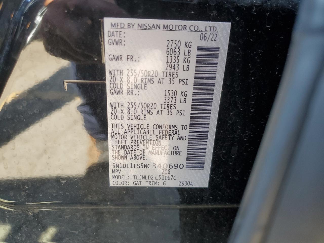 2022 Infiniti Qx60 Luxe VIN: 5N1DL1FS5NC340690 Lot: 56960095