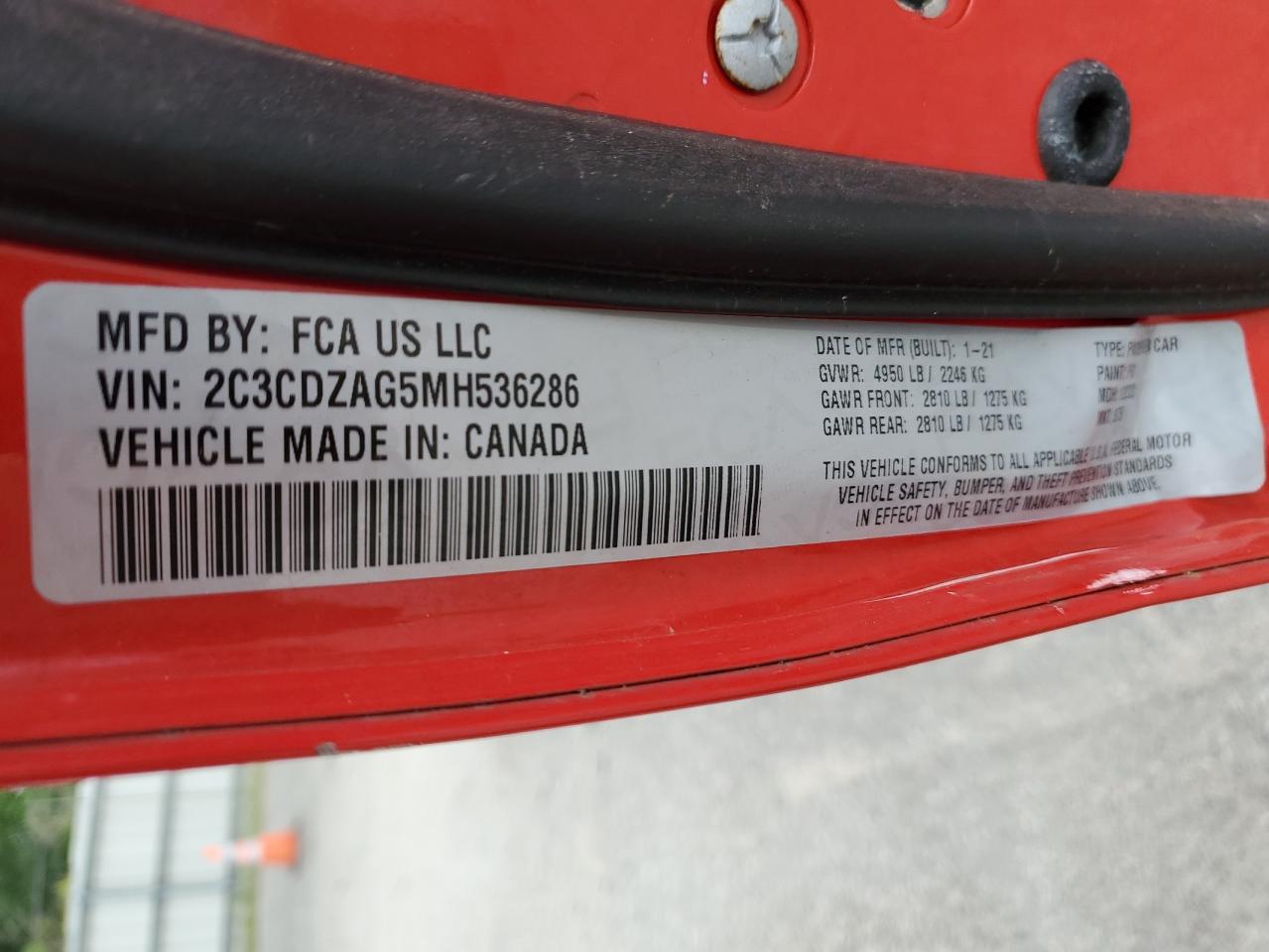 2021 Dodge Challenger Sxt VIN: 2C3CDZAG5MH536286 Lot: 56053115