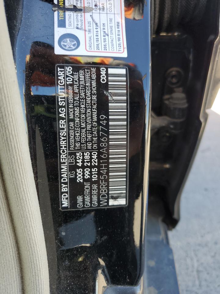 2006 Mercedes-Benz C 280 VIN: WDBRF54H16A867749 Lot: 56594585