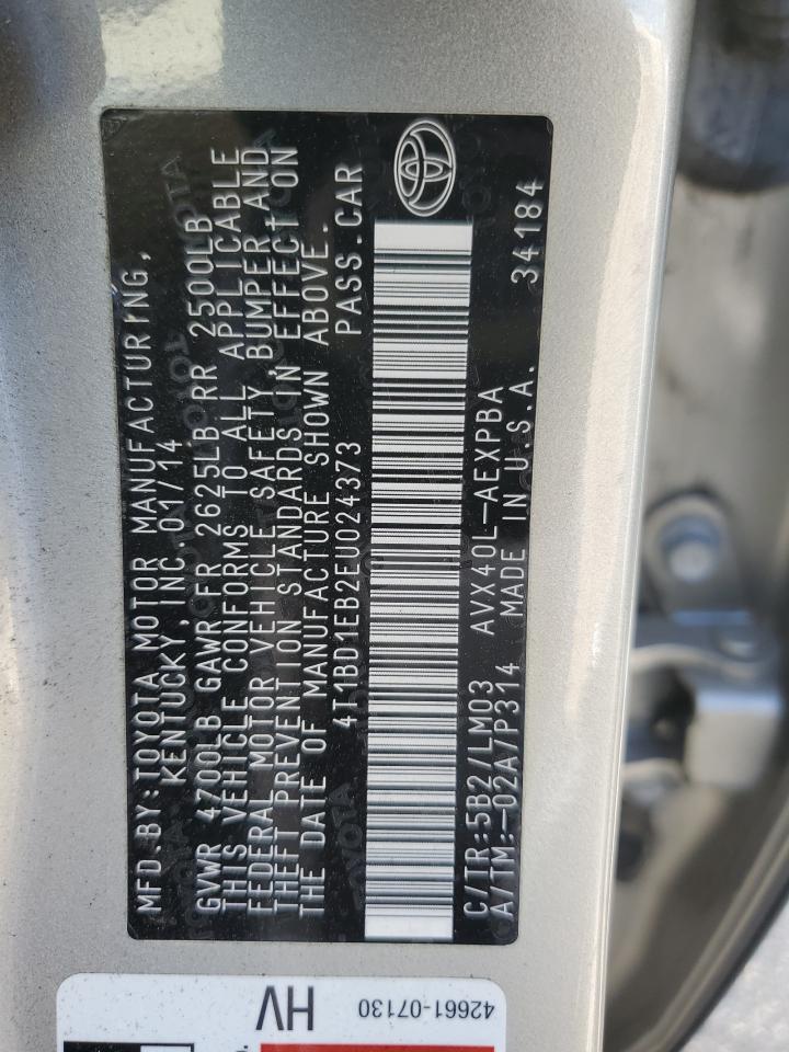2014 Toyota Avalon Hybrid VIN: 4T1BD1EB2EU024373 Lot: 56412145
