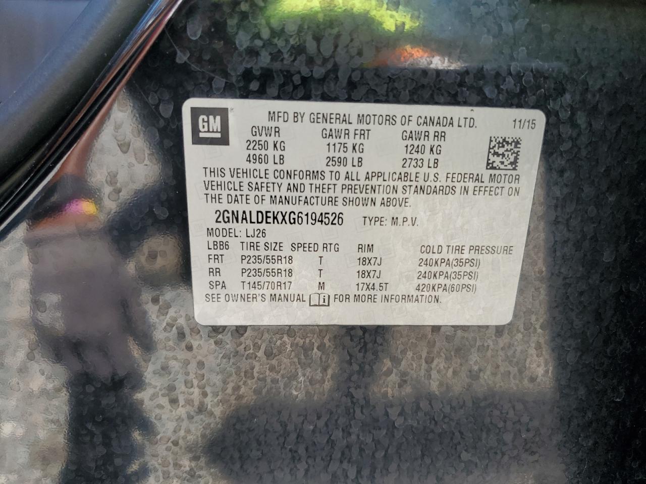2GNALDEKXG6194526 CHEVROLET EQUINOX 2016