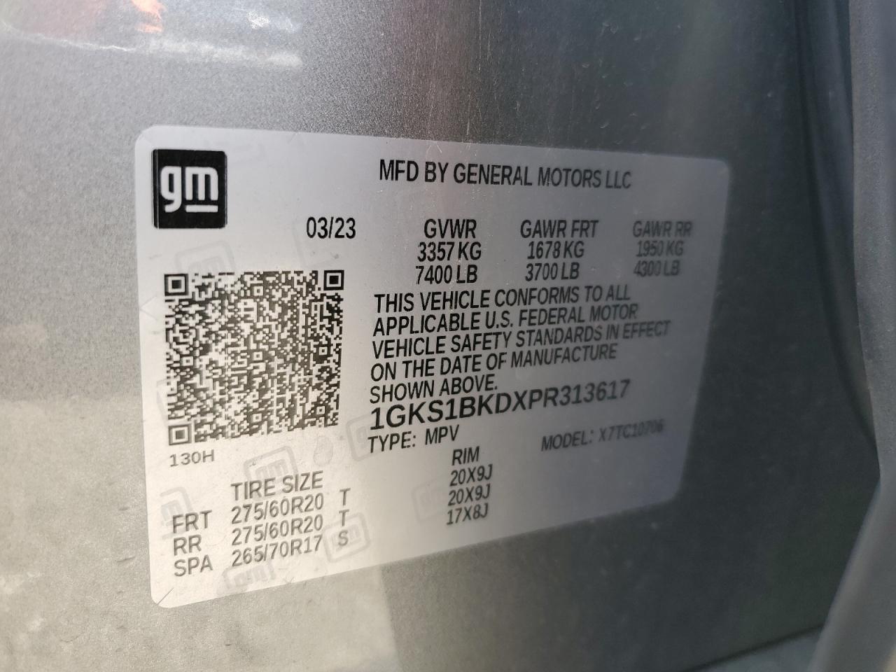 2023 GMC Yukon Slt VIN: 1GKS1BKDXPR313617 Lot: 56355115