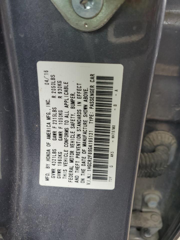 1HGCR2F89GA195131 HONDA ACCORD 2016