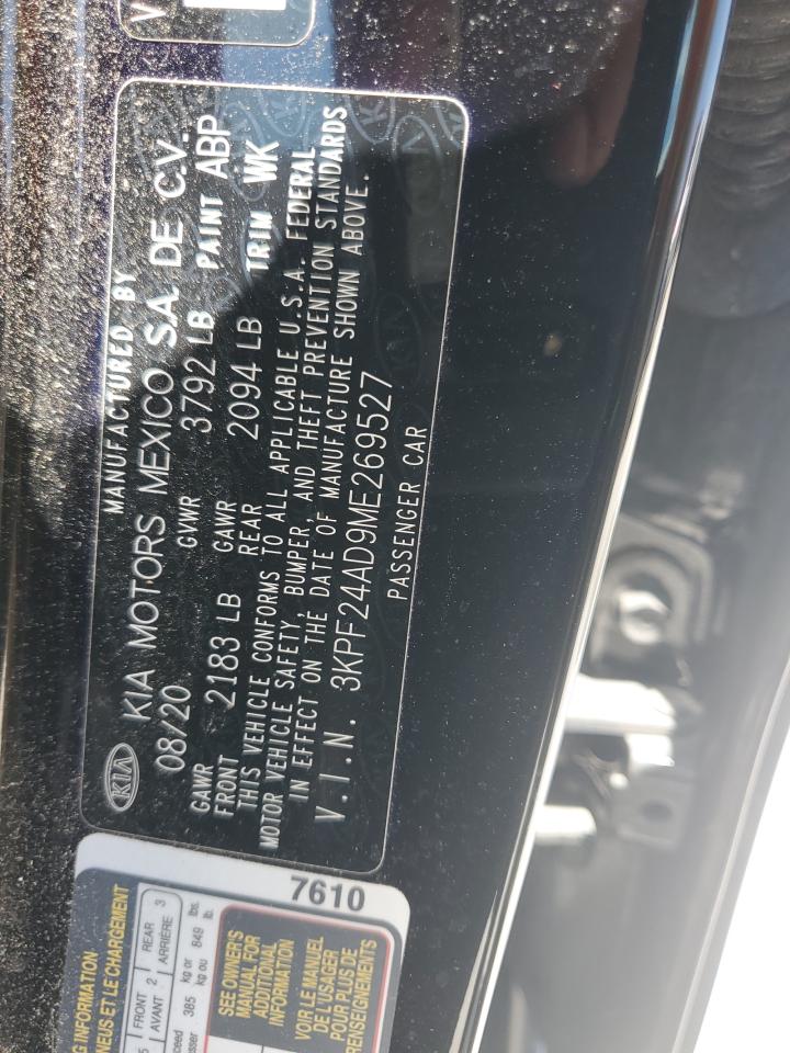 2021 Kia Forte Fe VIN: 3KPF24AD9ME269527 Lot: 56896375