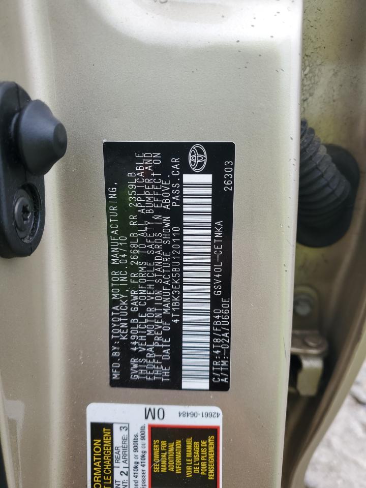 2011 Toyota Camry Se VIN: 4T1BK3EK5BU120110 Lot: 57951865