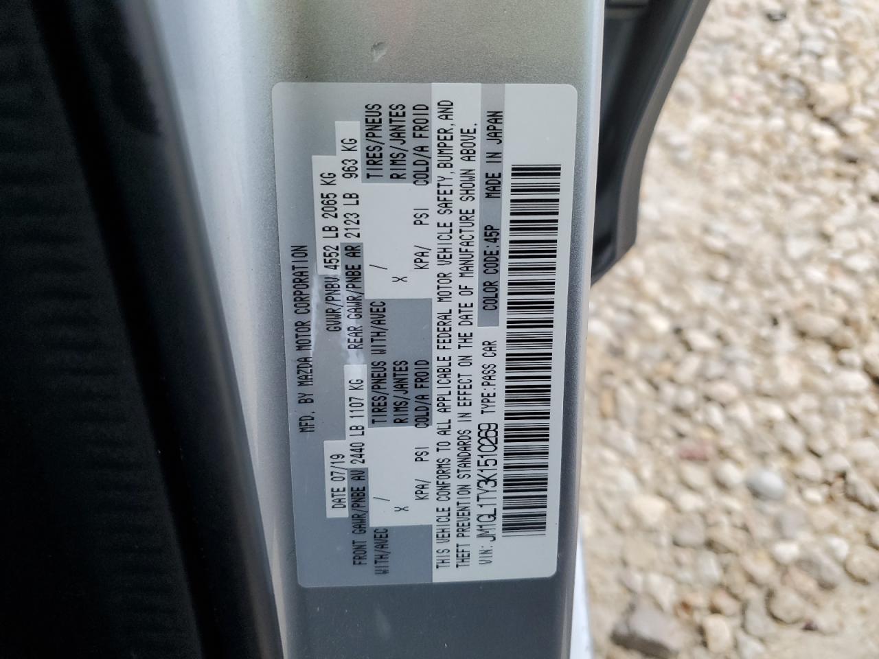 2019 Mazda 6 Grand Touring VIN: JM1GL1TY3K1510269 Lot: 55946535