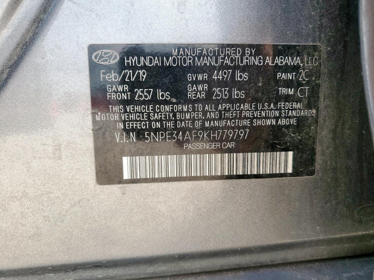 2019 Hyundai Sonata Limited VIN: 5NPE34AF9KH779797 Lot: 56404065