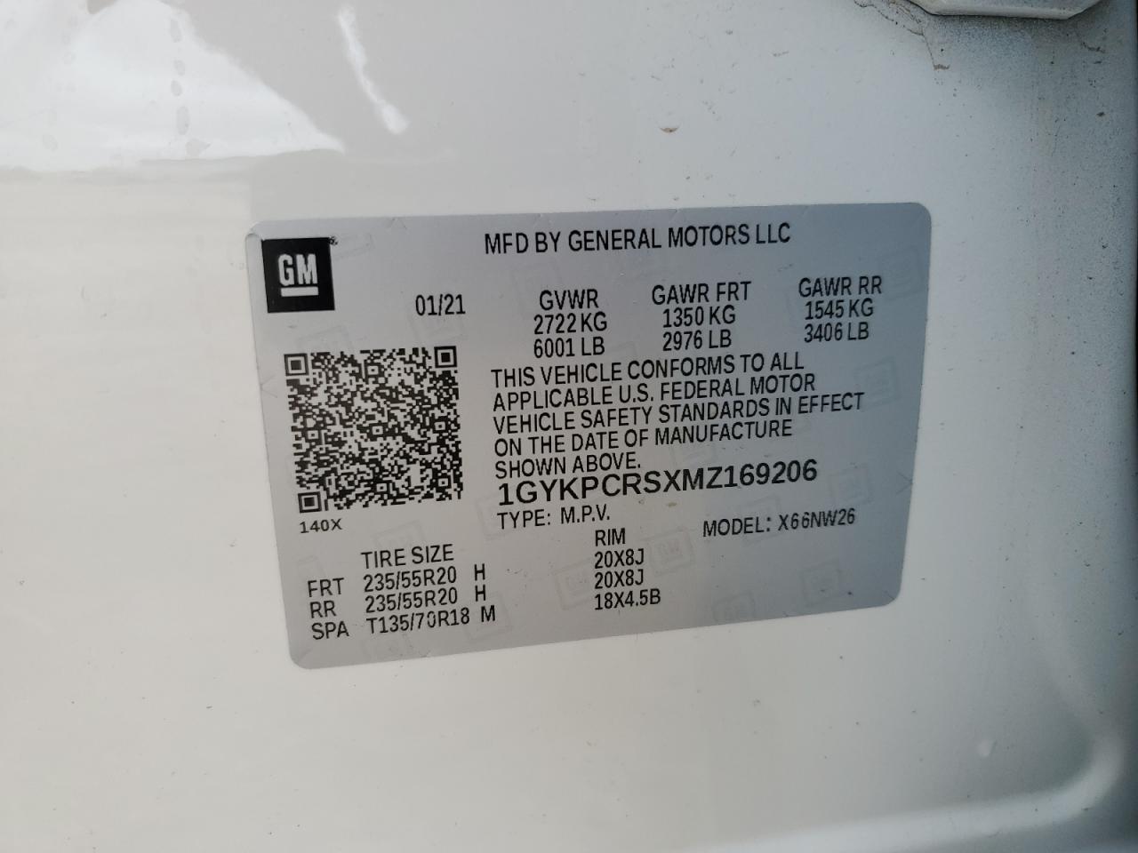 2021 Cadillac Xt6 Premium Luxury VIN: 1GYKPCRSXMZ169206 Lot: 55953525