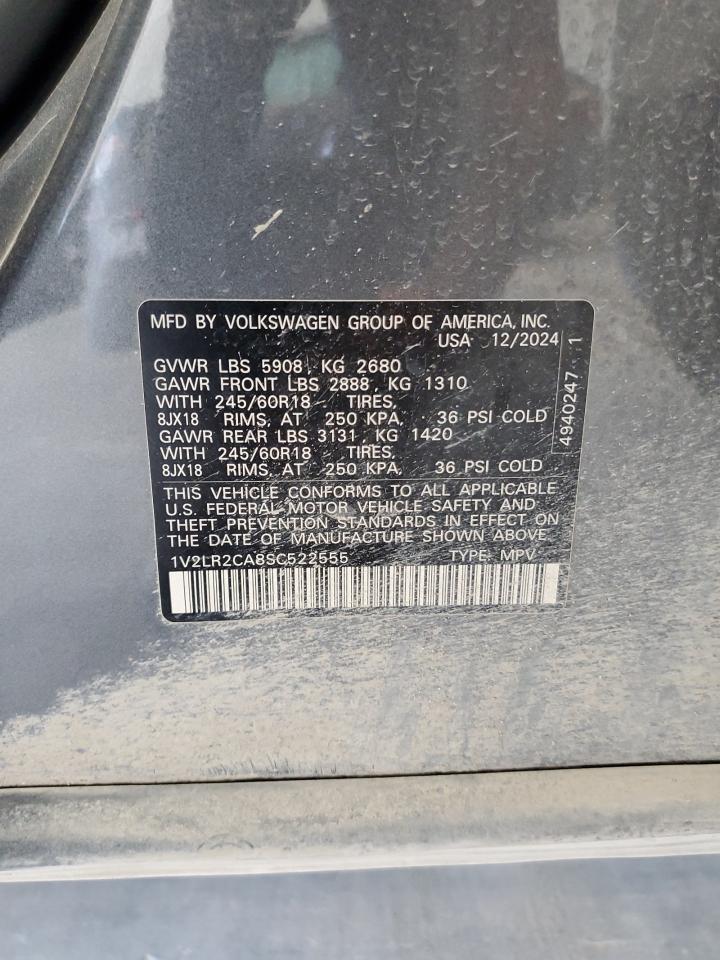 2025 Volkswagen Atlas Se VIN: 1V2LR2CA8SC522555 Lot: 56826755