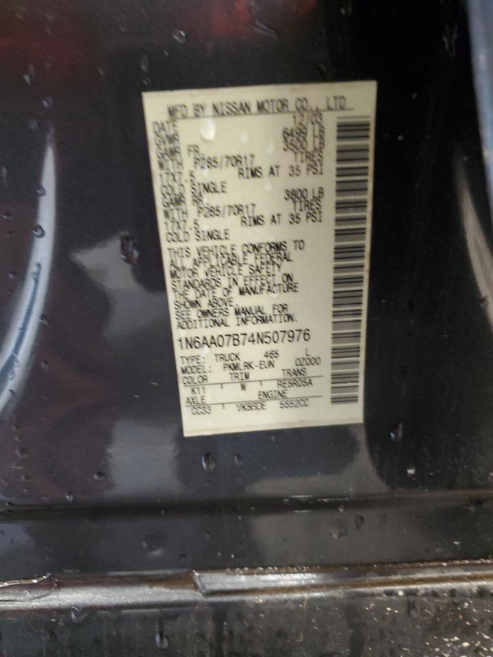 2004 Nissan Titan Xe VIN: 1N6AA07B74N507976 Lot: 56402785