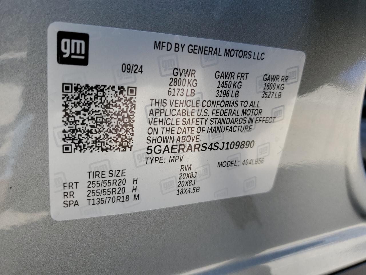 2025 Buick Enclave Preferred VIN: 5GAERARS4SJ109890 Lot: 57291465