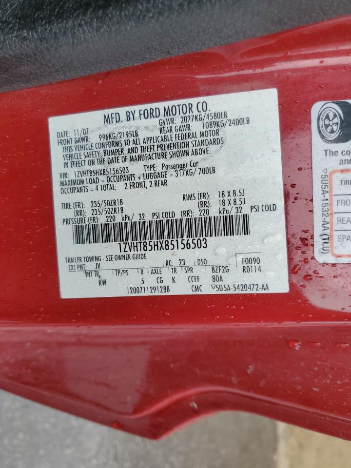 2008 Ford Mustang Gt VIN: 1ZVHT85HX85156503 Lot: 57903735