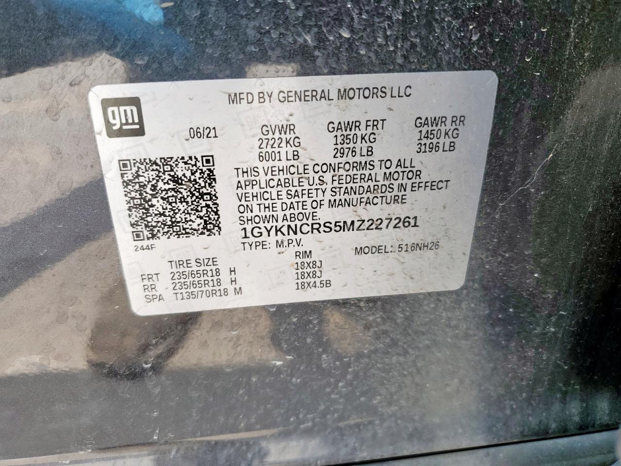 2021 Cadillac Xt5 Premium Luxury VIN: 1GYKNCRS5MZ227261 Lot: 57108385