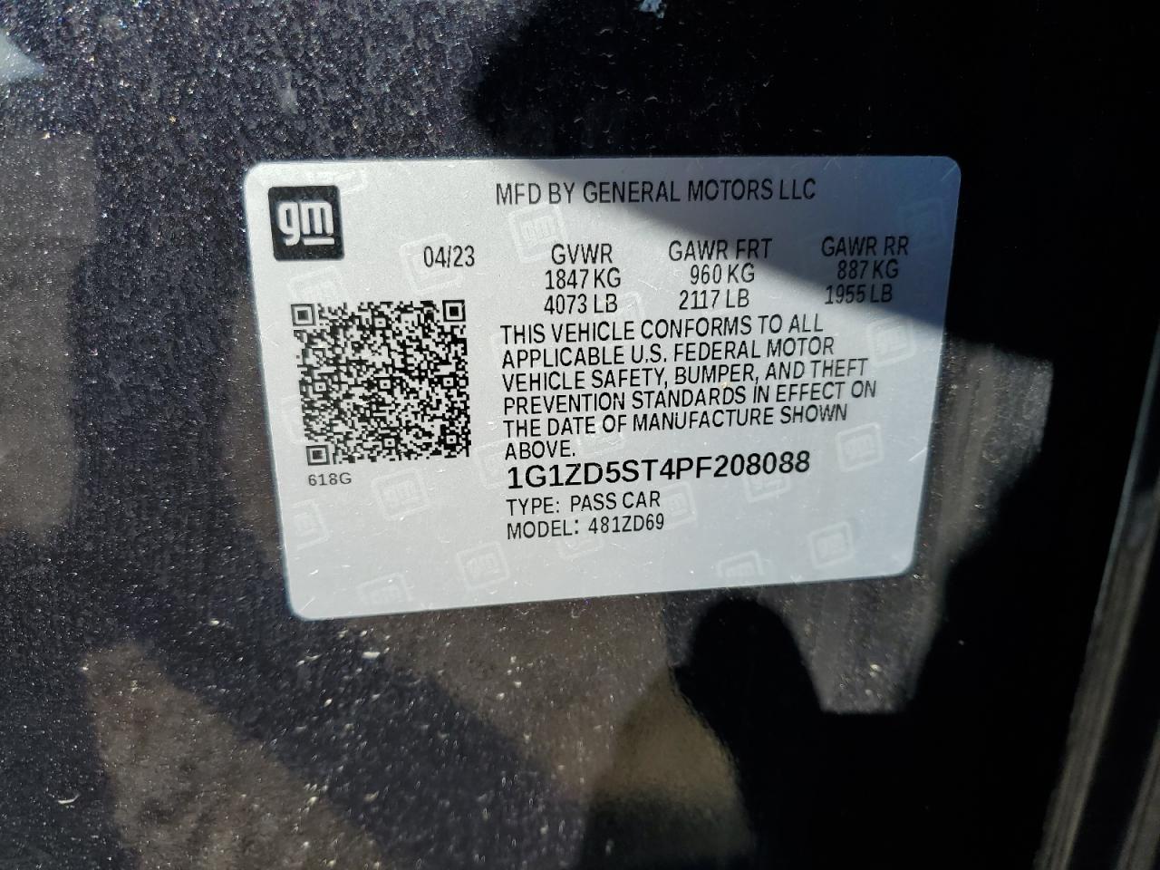 1G1ZD5ST4PF208088 CHEVROLET MALIBU 2023