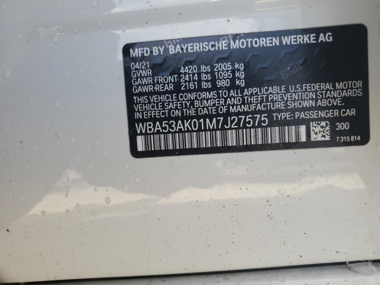 2021 BMW 228I VIN: WBA53AK01M7J27575 Lot: 56217515