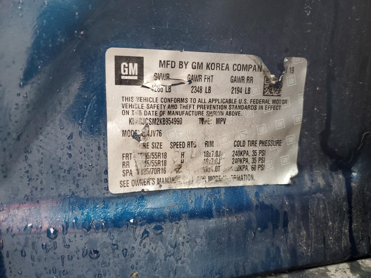 2019 Buick Encore Essence VIN: KL4CJCSM2KB954990 Lot: 58657185
