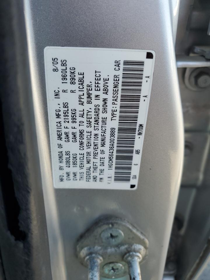 2006 Honda Accord Lx VIN: 1HGCM56436A003889 Lot: 56348645
