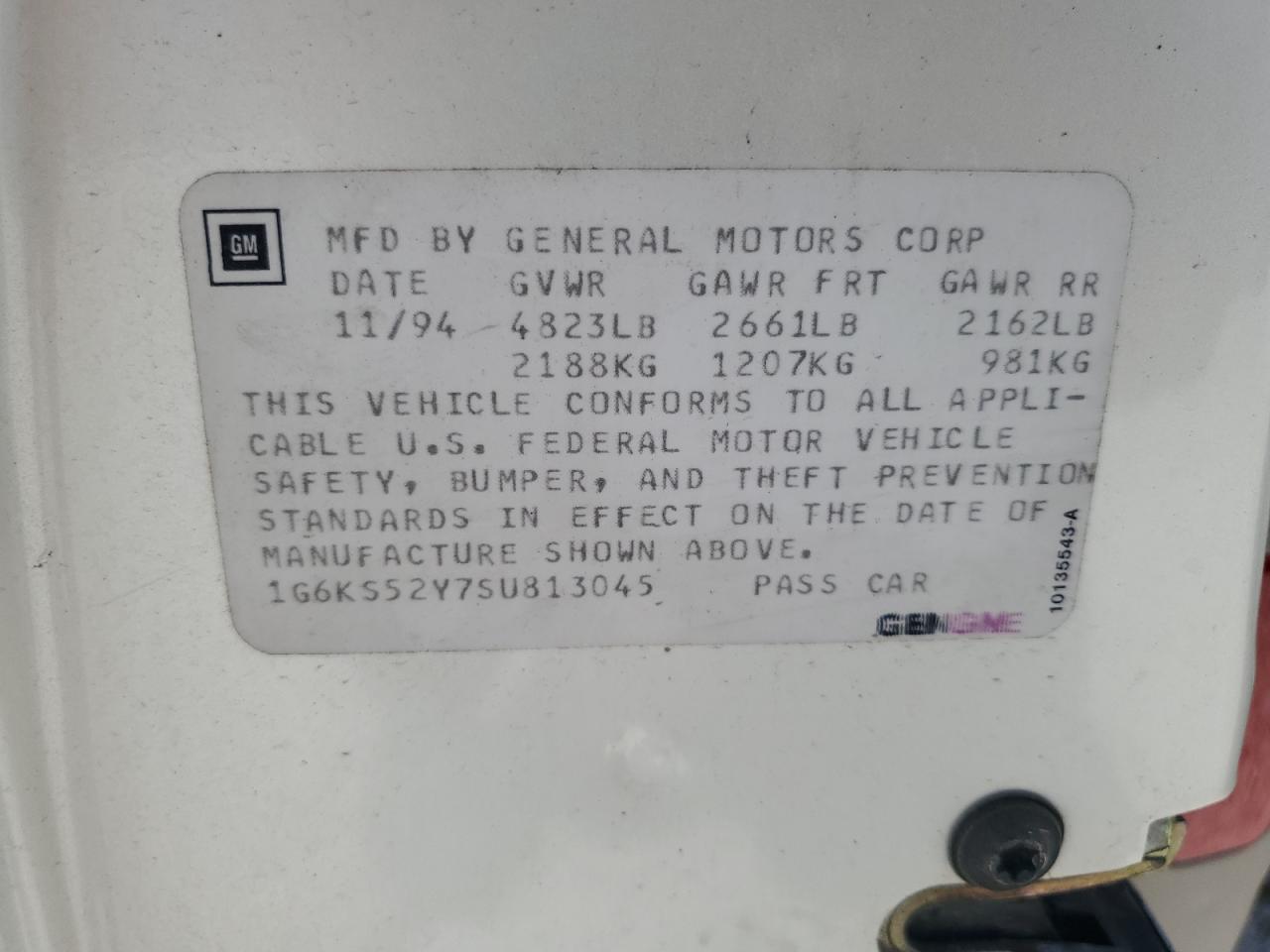1992 Cadillac Seville Sls VIN: 1G6KS52Y7SU813045 Lot: 56798435