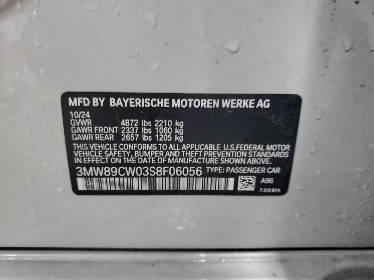 2025 BMW 330Xi VIN: 3MW89CW03S8F06056 Lot: 56177205