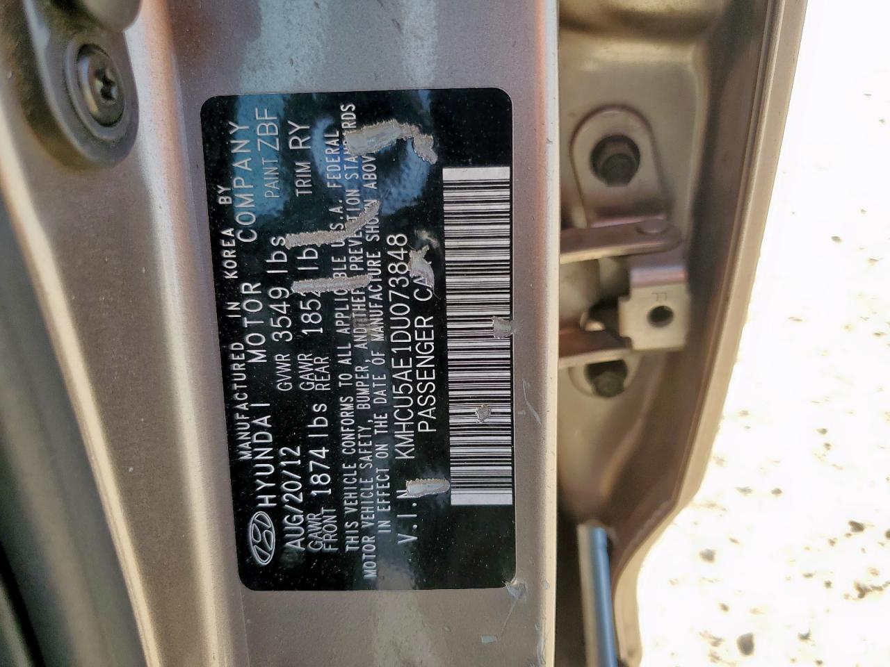 2013 Hyundai Accent Gls VIN: KMHCU5AE1DU073848 Lot: 57225415