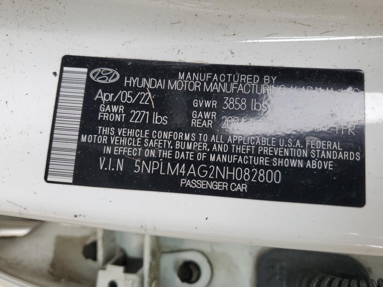 2022 Hyundai Elantra Sel VIN: 5NPLM4AG2NH082800 Lot: 56651025