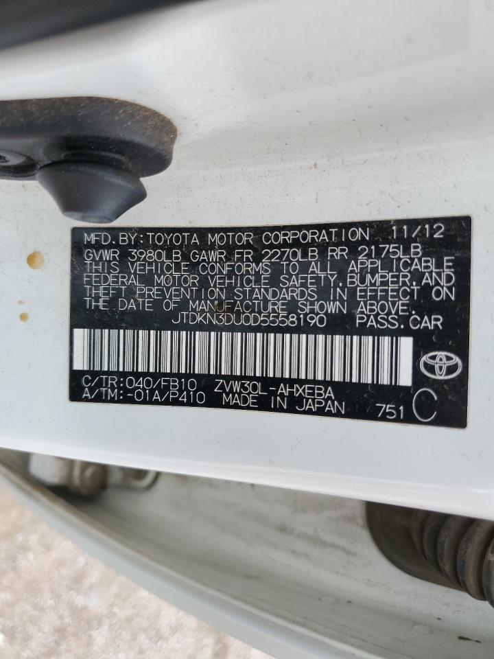 2013 Toyota Prius VIN: JTDKN3DU0D5558190 Lot: 55581205