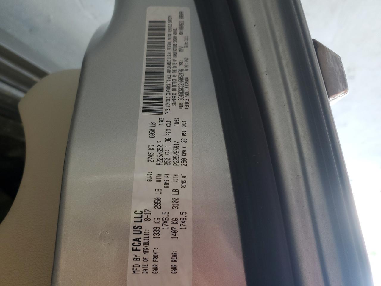 2017 Dodge Grand Caravan Sxt VIN: 2C4RDGCG2HR852476 Lot: 56963765