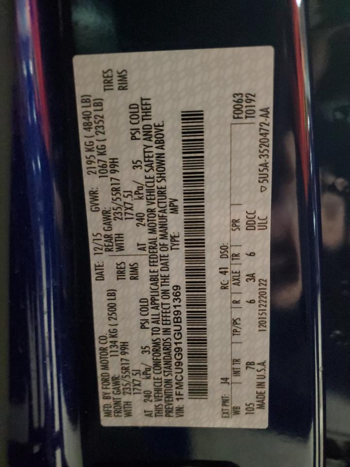 1FMCU9G91GUB91369 FORD ESCAPE 2016