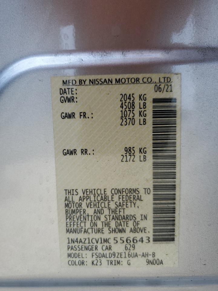 2021 Nissan Leaf Sv VIN: 1N4AZ1CV1MC556643 Lot: 57353295