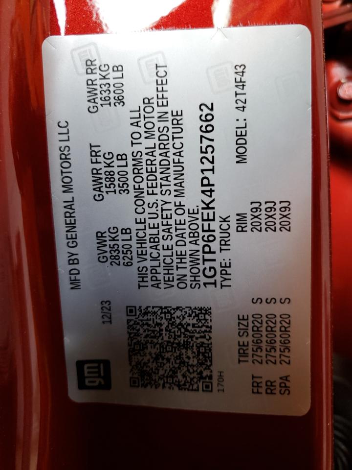 2023 GMC Canyon Denali VIN: 1GTP6FEK4P1257662 Lot: 56503415