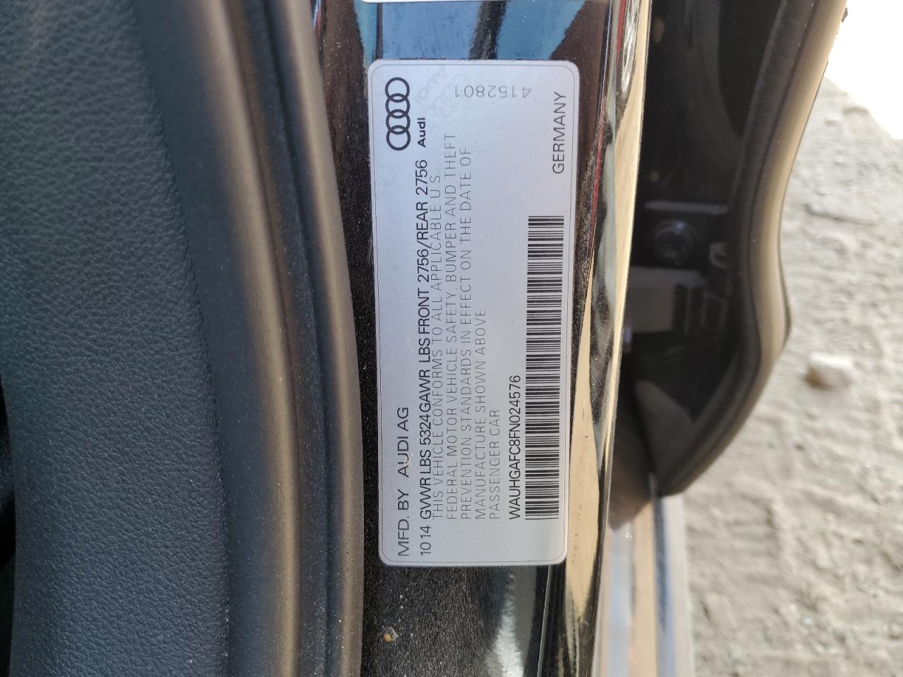 2015 Audi A6 Prestige VIN: WAUHGAFC8FN024576 Lot: 56542995
