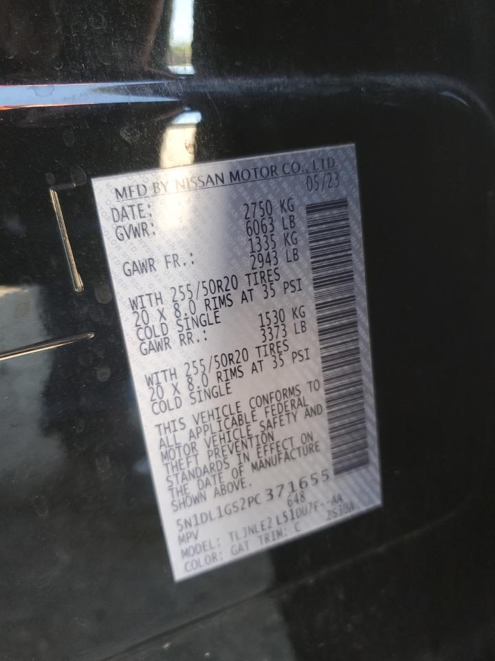 2023 Infiniti Qx60 Sensory VIN: 5N1DL1GS2PC371655 Lot: 57074995