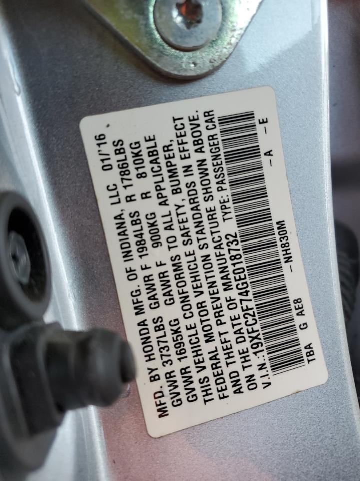 19XFC2F74GE018732 HONDA CIVIC 2016