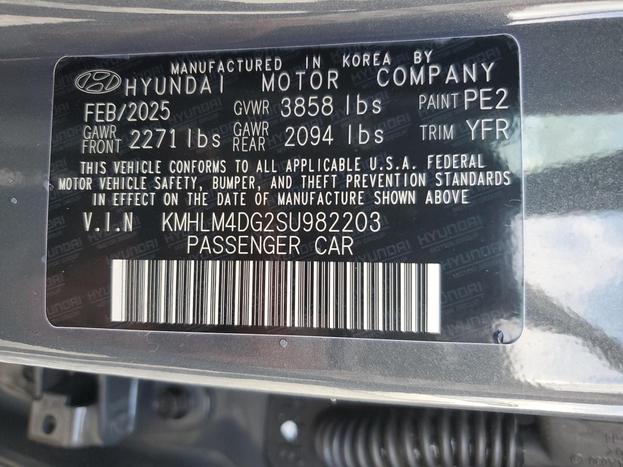 2025 Hyundai Elantra Sel Sport VIN: KMHLM4DG2SU982203 Lot: 58993395