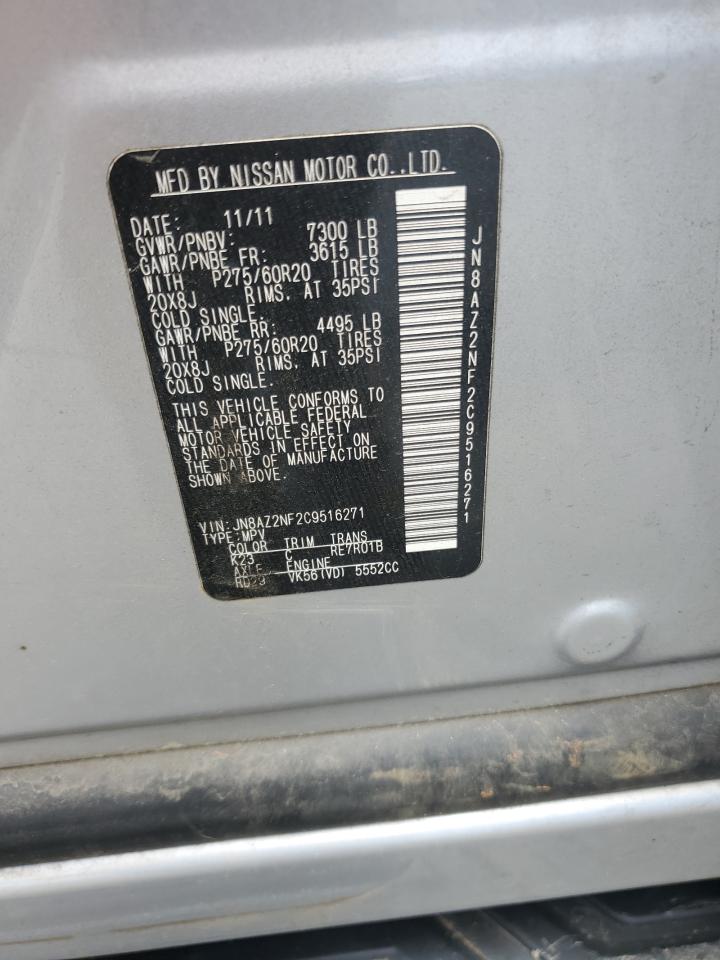 2012 Infiniti Qx56 VIN: JN8AZ2NF2C9516271 Lot: 58543045