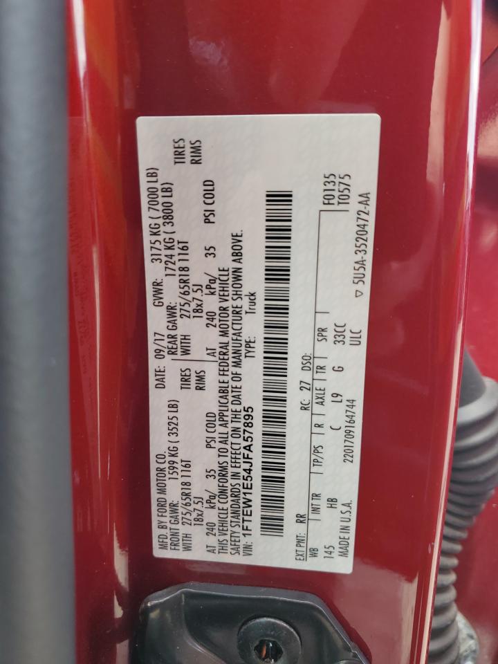 2018 Ford F150 Supercrew VIN: 1FTEW1E54JFA57895 Lot: 56842175